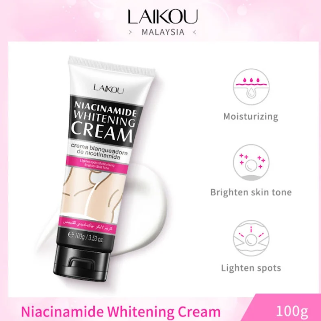 Laikou-Niacinamide-Whitening-Cream-Lighten-Spots-–-100g.webp Laikou Niacinamide Whitening Cream Lighten Spots – 100g - Image 1