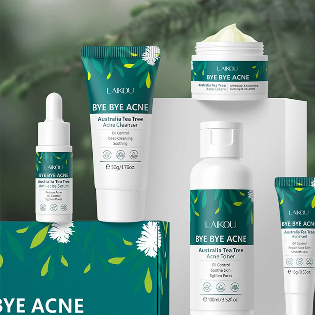 Laikou-Tea-Tree-Bye-Bye-Acne-Skincare-Set-–-5pcs.webp Laikou Tea Tree Bye Bye Acne Skincare Set – 5pcs - Image 1