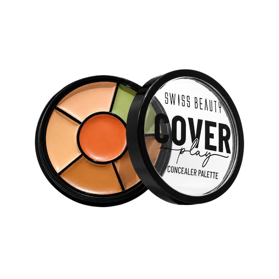 SB Concealer palette 01 Swiss Beauty Cover Play 6-in-1 Concealer Palette - 02 Medium to Dark (13gm) - Image 1